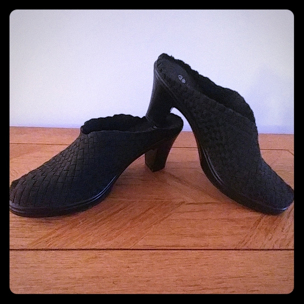 Black woven clogs donated